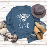 Kind Bee Alphabet-Druck Herbst- und Winterrücken, lockerer, großer Pullover mit langen Ärmeln und Rundhalsausschnitt (Damen)