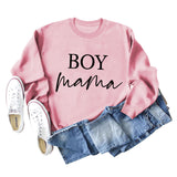 Boy Mama Letter Round Neck Fashion Loose Long Sleeve Women's Large Sweater