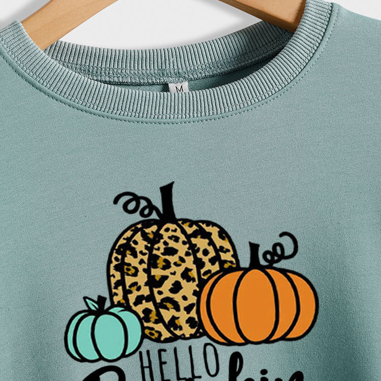 Hellp Citrouille Citrouille Halloween Lettres Col Rond Grande Taille Pull à Manches Longues Femme