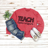 Rundhals-Shirt mit Buchstaben und langen Ärmeln, lockerer Pullover mit TEACH Love-Aufdruck