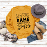 GAME DAY Baseball Letter Round Neck Loose Printing Long Sleeve Leisure Large Size Sweater Girl