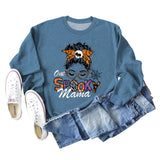 One Spooky Mama Lettering Autumn and Winter Women's Round Neck Long Sleeved Sweater