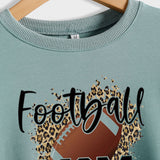 FOOTBALL MOM LETTERS Léopard sous-couche à manches longues surdimensionné pull fille