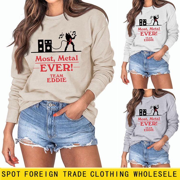 MOST MEDAL EVER Chemise à manches longues à col rond pour grand pull pour femme