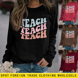 Einfacher Pullover Langarm Teach Teach Print Lockerer Pullover