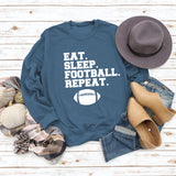 EAT SLEEP FOOTBALL REPEAT Women's Autumn and Winter Round Neck Long Sleeve Sweater