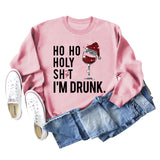 Ho Ho Holly Sht Rotwein Tasse Weihnachten Hut Brief Mode Herbst Winter Langarm Sweatshirt