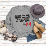 Roses Are Red Autumn and Winter Bottoming Letter Loose Long Sleeve Plus Size Round Neck Sweater