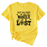 The Letters Not All Who Wander Casual Crewneck Short-sleeved Shirt