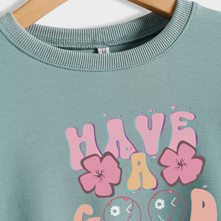 HAVE A GOOD DAY Pull à manches longues avec lettres pour femmes