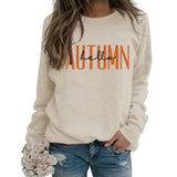 HELLO AUTUMN Letter Round Neck Long Sleeve Plus Size Sweater