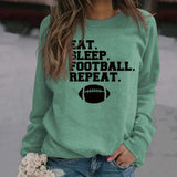 EAT SLEEP FOOTBALL REPEAT Women's Autumn and Winter Round Neck Long Sleeve Sweater