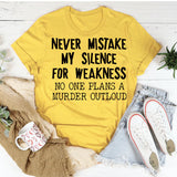 WOMEN'S CASUAL tOP NEVER MIStAKE MY SILENCE MONOGRAM SHORt-SLEEVED t-SHIRT-Shirt