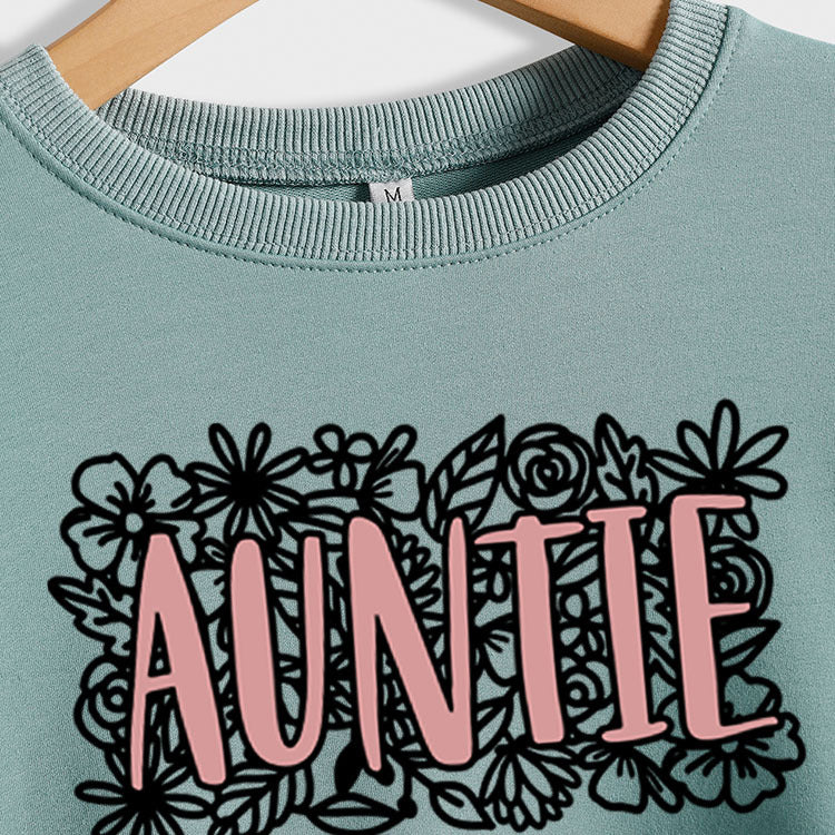 TANTE plante fleur lettre mode automne et hiver fond col rond à manches longues pull pour les femmes