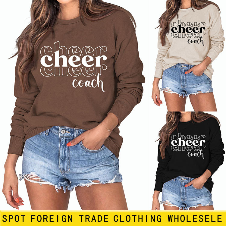 Pull ample à manches longues pour femme, col rond, lettres, automne et hiver