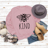 Kind Bee Alphabet-Druck Herbst- und Winterrücken, lockerer, großer Pullover mit langen Ärmeln und Rundhalsausschnitt (Damen)