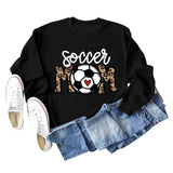 Soccer Mom Football Love Letter Leopard Rundhals Herbst/Winter Langarm Pullover Damen