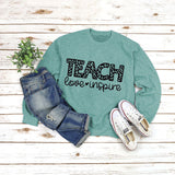 Rundhals-Shirt mit Buchstaben und langen Ärmeln, lockerer Pullover mit TEACH Love-Aufdruck