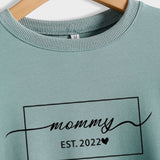 MOMMY EST 2022 Love Fall/Winter Bottom Letter Long Sleeve Plus Size Sweater