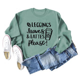 LEGGINGS FEUILLES LATTES Lettre Lâche Fond Manches Longues Grande Taille Pull