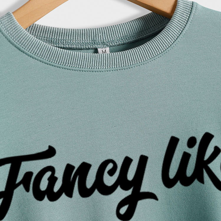 Fantaisie comme lettre imprimée col rond bas automne et hiver pull à manches longues femmes