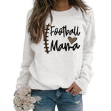 Football Mama Love Leopard Letter Crew Neck Long Sleeve Sweatshirt