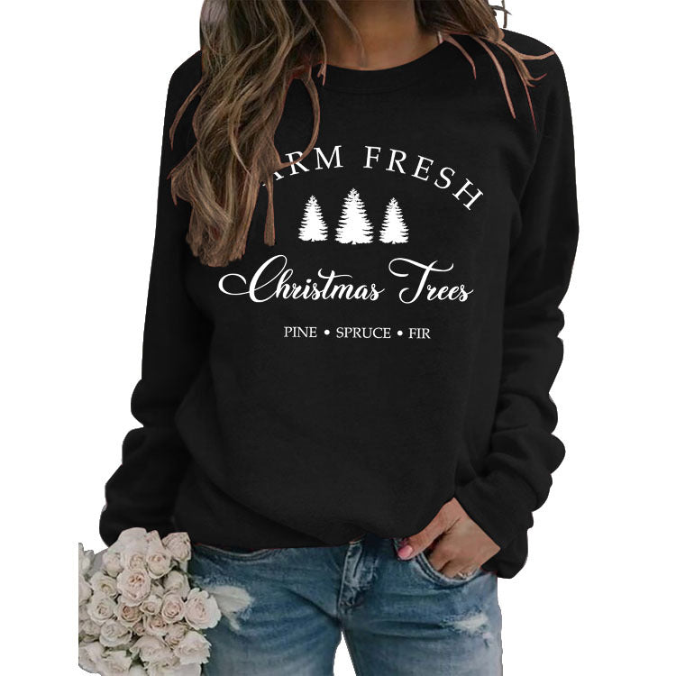 Hauts amples imprimés à col rond, pull simple à manches longues et col rond