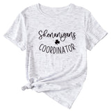 Simplified Letter Shenanigans Coordinator Round Neck Short Sleeve T-shirt