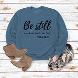 Be Still and Know – Pullover mit Buchstaben-Print, Rundhalsausschnitt, lockeres Langarmshirt in Übergröße, modischer Pullover für Mädchen