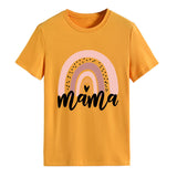 Mama Rainbow Love Letter Round Neck Loose Print Pattern Short Sleeve T-shirt