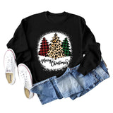 MERRY Christmas Brief Plaid Leopard Print Weihnachtsbaum Pullover Mädchen