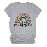 Nurse Love Leopard Rainbow Letter Print Short Sleeve Women's t-ShirT-Shirt