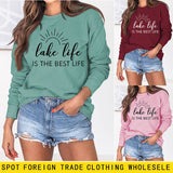 Lake Life Is Letter Loose Damen Großer lässiger Langarmpullover Damen