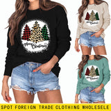 MERRY Christmas Brief Plaid Leopard Print Weihnachtsbaum Pullover Mädchen