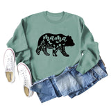 Mama Bear Buchstabendruck Rundhalsausschnitt Lockere Unterseite Langarmshirt Damen Pullover in Übergröße