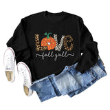 Automne Y'all lettres citrouille imprimé léopard Halloween col rond pull ample à manches longues femmes