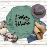 Football Mama Love Leopard Letter Crew Neck Long Sleeve Sweatshirt