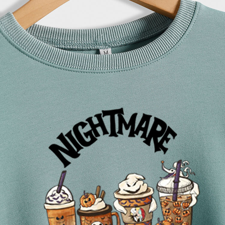 NIGHTMARE AVANT Lettre Col Rond Imprimé Manches Longues Pull Grande Taille