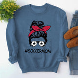 Round Neck Tops Long Sleeve Soccermom Print Loose Sweatshirt