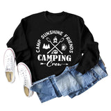 CAMP SUNSHINE FRIENDS COL ROND LETTRES LAMPE CAMPING SWEAT-SHIRT À MANCHES LONGUES