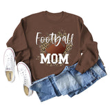 FOOTBALL MOM LETTERS Léopard sous-couche à manches longues surdimensionné pull fille