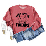 SWEAT-SHIRT À COL ROND IMPRIMÉ MONOGRAMME POUR FEMMES BEST GHOUL FRIENDS