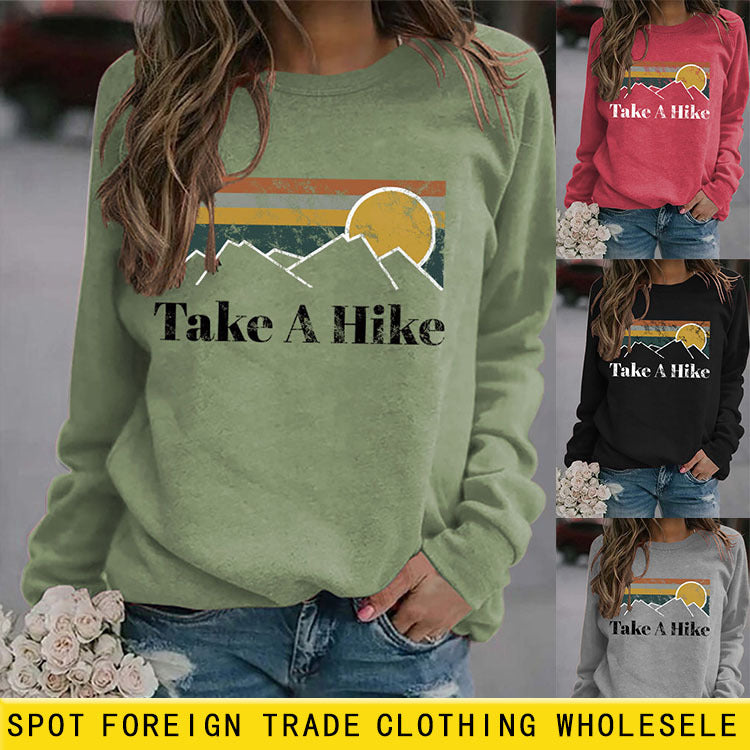 T-shirt col rond lettre femme Take A Hike imprimé ample manches courtes
