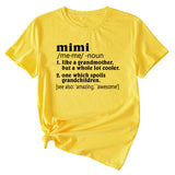 Womens English Letter Mimi Casual Round Neck Loose Short Sleeve Shirt