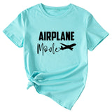 Fashion Women's Airplane Woman Casual Short Sleeves