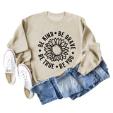 BE KIND BE BRAVE Sweatshirt mit Sonnenblumen-Print und langen Ärmeln