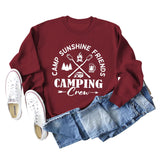 CAMP SUNSHINE FRIENDS COL ROND LETTRES LAMPE CAMPING SWEAT-SHIRT À MANCHES LONGUES