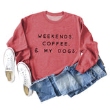 WEEKENDS COFFEE MY DOGS Autumn and Winter Bottoming Fashion Long Sleeve Round Neck Sweater