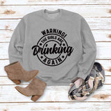 Round Neck Top WARNING! The Print Loose Sweatshirt