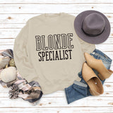 BLONDE SPECIALIST LETTERS LOOSE CREW NECK WOMEN'S LONG SLEEVE OVERSIZE SWEATER